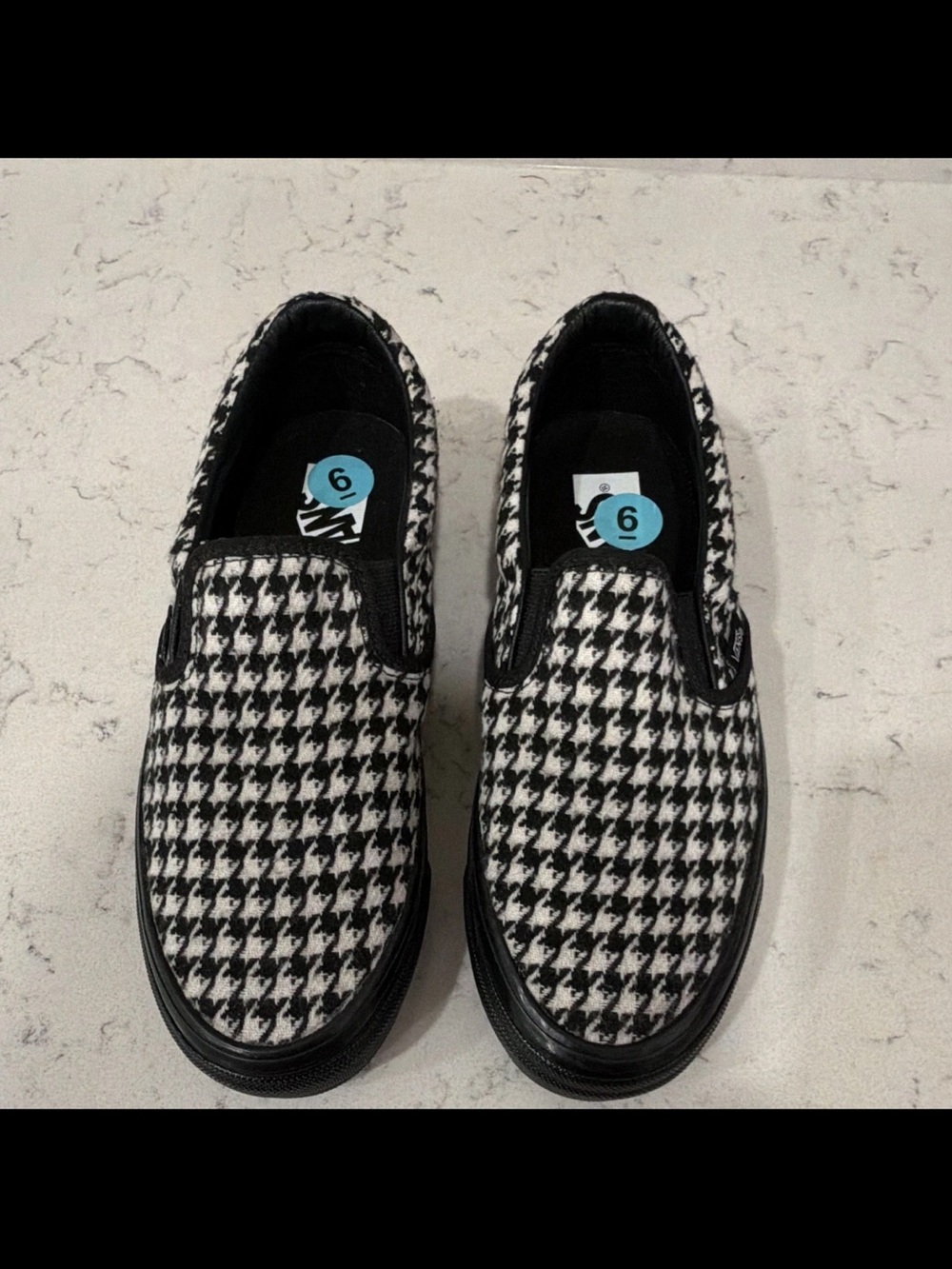VANS Slip-On Men's Black/White Houndstooth Canvas Casual Shoes US 6 W7.5 NWOT